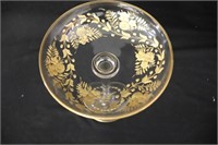Moser Type Engraved Gold Floral 7" Compote
