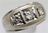 14k White Gold & 1-1/2 Carat Diamond Mens Ring