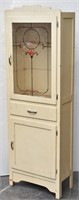 Art Deco China Cabinet w/ Stenciled Glass Door