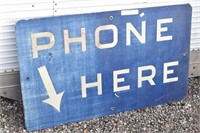 Vintage Metal "Phone Here" Sign