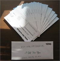 $500 Valley Gift Certificates