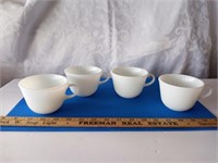 (4) White Pyrex Cups