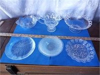 (6)Glass Pieces, pitcher plates & dishes