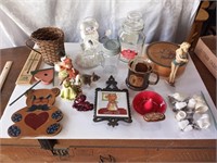 Lot Misc Items- Figurines, Jars, Basket etc