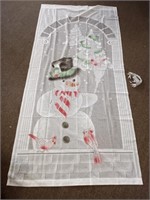 (3) Snowman Lighted Sheer Curtains