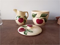Pottery Pitcher & Bowl and  8" lid