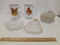 2 Beer Mugs & Snack Size Serving Plates