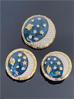 Swarovski Gold Universe Brooch & Earrings.