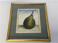 Luigi Rist Pear Woodblock Impression Art.