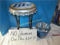 Miller Lite Folding Stool & Bud Light ice Bucket