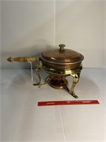 Copper Brass Wood Handle Chafing Dish