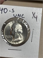 1940 – S uncirculated quarter