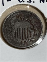 1866 shield nickel, first US nickel