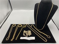 Vintage Necklaces Heavy Gold Tone Chains