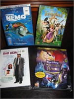 Finding Nemo, Sleeping Beauty(NIB), Tangles+ DVD's