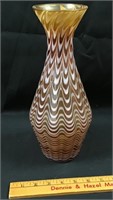 Amber art glass swirl vase