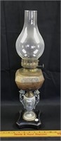Nice cast base/six sided frosted front oil lamp