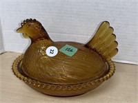 Nesting Hen - Amber Glass