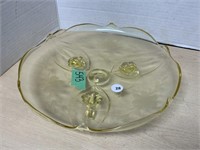 Footed Yellow Glass Serving Dish