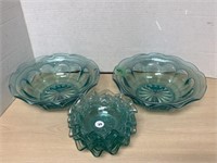 Aqua Blue Glass Set of Bowls - 2 sizes