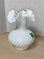 White Fenton Hobnail Vase