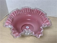Glass Bowl with Fluted Rim - Pink