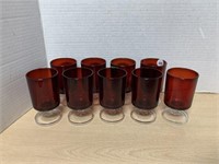 9 Ruby Wine Glasses, 4 " tall
