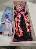 16" doll in box w extra clothe 'head loose'