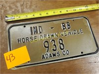 1988 Indiana Horse Drawn Vehicle License Plate