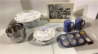 China covered dishes, mixing bowls, a& p, muffin,