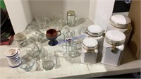 Canister set, & glassware