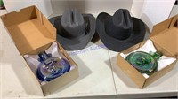 Cowboy hats, Wilson & Eisenhower decanters