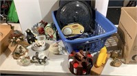 Figurines , poker chips. Laundry basket misc