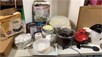 Small kitchen appliances , cookware, dishes,