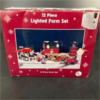 12 Piece Christmas Farm Village Set w/ Box