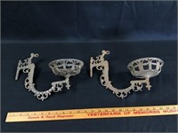 Pair of anitque oil lamp wall brackets