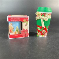 Pair Christmas Holiday Mug and Travel Cup
