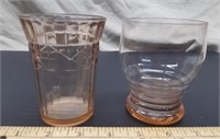 Pink Depression Glass and Tumbler