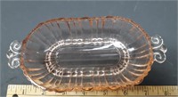 Pink Depression Glass Small Dish with Handles