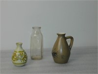 Syurp Pitcher, Milk Bottle, And Small Planter