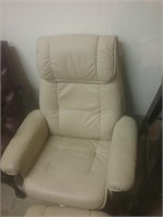 Wonderful cream leather chair and ottoman by
