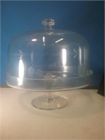 Clear glass dessert server with an etched glass