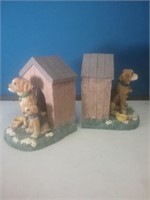 Pair of doghouse bookends one dog needs glued