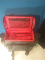 Clean black and red insulated camera bag