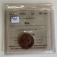 Canadian 1951 1 Cent MS-64 Red