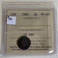 Canadian 1888 5 Cent VF-20