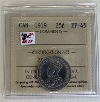 Canadian 1919 25 Cent EF-45