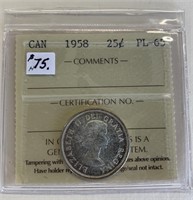 Canadian 1958 25 Cent PL-65