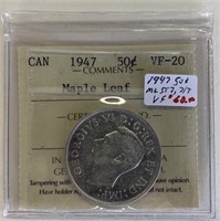 Canadian 1947 50 Cent VF-20