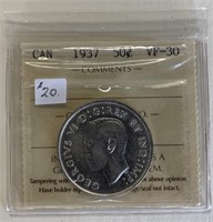 Canadian 1937 50 Cent VF-30
